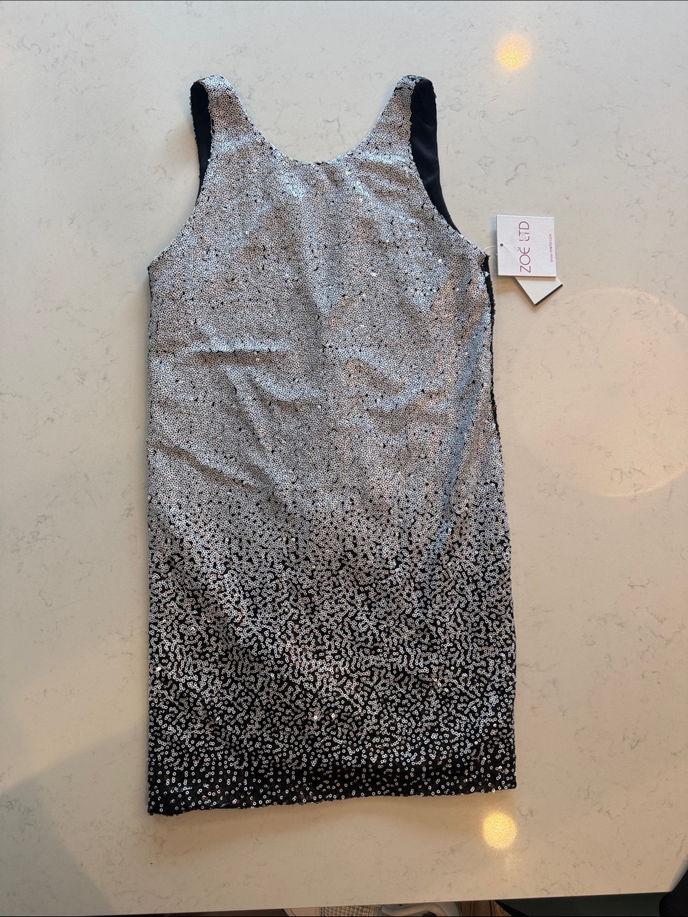 Zoe Ltd Silver to Black Sequined Ombre Mini Dress